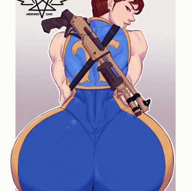 capcom, street fighter, chun-li, ascended cake, 1girls, ass, back view, big ass, big butt, brown hair, bubble ass, bubble butt, butt, curvy, dat ass