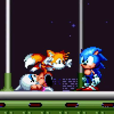 sega, sonic mania, sonic the hedgehog (series), miles prower, rouge the bat, sonic the hedgehog, tails, being watched, big breasts, boots, breasts, butt, canid, canine, chiropteran