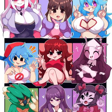 doki doki literature club, friday night funkin, pokemon, undertale, boyfriend (friday night funkin), girlfriend (friday night funkin), nikusa (sugarratio), qt (friday night funkin), sarvente (dokki.doodlez), sky (friday night funkin), skyblue, yuri (doki doki literature club), beni imo, beni imo (beniimo45450721), big breasts