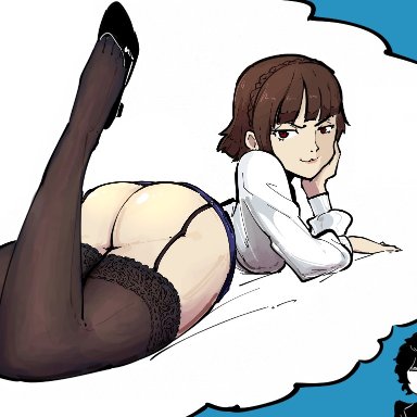 persona, persona 5, persona 5 royal, joker (persona), makoto niijima, ren amamiya, mrplow34, plow (immisterplow), 1boy, 1boy1girl, 1girls, ass, bangs, bare ass, big ass