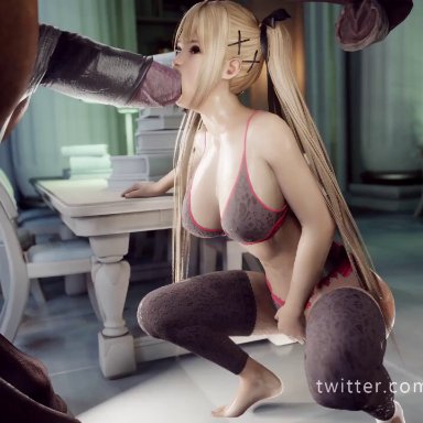 dead or alive, marie rose, wildangel3d, bestiality, blonde hair, fellatio, horse, horsecock, large breasts, oral, oral sex, twintails, zoophilia, 3d, animated