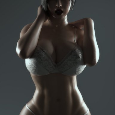 resident evil, ada wong, erotichris, 1girls, asian, asian female, bra, breasts, choker, curvaceous, curvy, female, female only, large breasts, looking at viewer