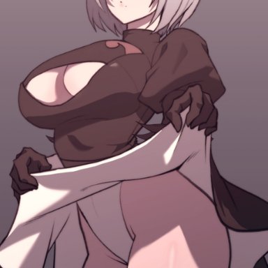 nier: automata, yorha 2b, carcass (artist), 1girls, android, android girl, big breasts, blindfold, breasts, busty, cleavage, curvaceous, curvy, curvy body, curvy female