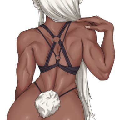 my hero academia, miruko, rumi usagiyama, shadertoons, 1girls, ass, back, back view, big ass, big butt, black thong, black topwear, bunny ears, bunny girl, bunny tail