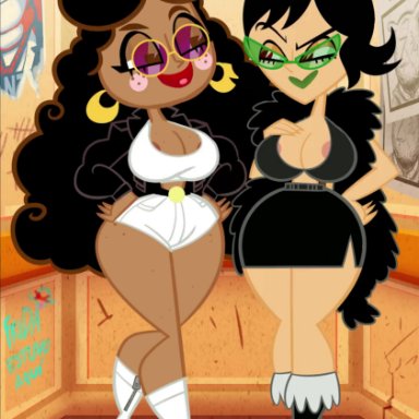 el tigre, nickelodeon, carmelita aves, maria rivera, voltura, planz34, areola, areola slip, big breasts, big hair, black hair, brown eyes, brown hair, clothes swap, crop top