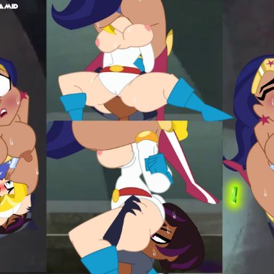 dc, dc comics, dc super hero girls, catwoman, diana prince, kara danvers, kara zor-el, power girl, selina kyle, supergirl, wonder woman, pyramid (artist), 3girls, anilingus, ass