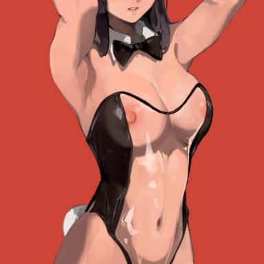 komi-san wa komyushou desu, komi shouko, mamimi (artist), mamimi (mamamimi), 1girls, armpits, black hair, breasts, bunny ears, bunny girl, bunny pose, bunny tail, bunnysuit, eye contact, female