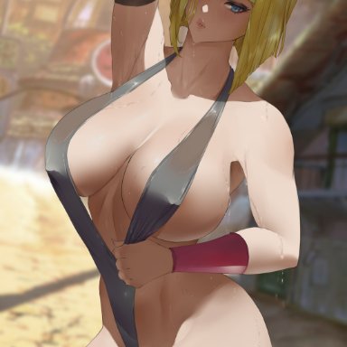 naruto, naruto (series), naruto shippuden, samui, araneesama, 1girls, bikini, black bikini, blonde hair, blue eyes, breasts, female, female only, hips, huge breasts