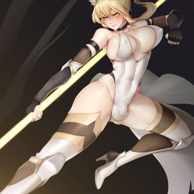 arknights, nearl (arknights), gins, 1futa, athletic futanari, bulge, flaccid, futa only, futanari, leotard, penis under clothes, solo futa, tagme