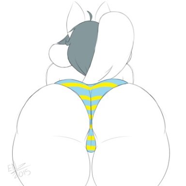 undertale, temmie (undertale), ensayne, 1girls, anthro, ass, bikini, butt, ear, hair, tail, tail wagging, underwear, animated