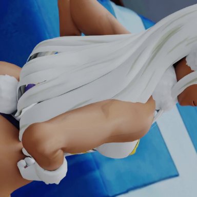 my hero academia, miruko, rumi usagiyama, kishi, 1girl, animal ears, ass, ass focus, ass shake, bare shoulders, breasts, dark skin, from above, from behind, from below