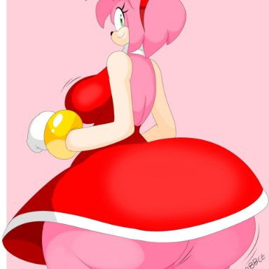 sonic (series), sonic the hedgehog (series), amy rose, denizen1414, 1girls, anthro, ass, big ass, big breasts, big butt, breasts, bubble butt, dress, fat ass, female