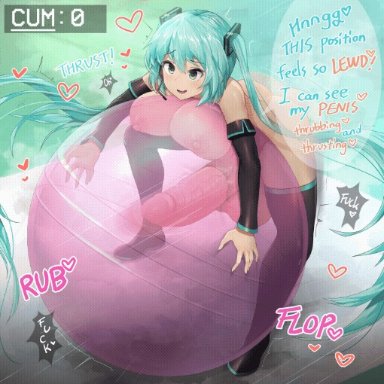 vocaloid, hatsune miku, sinensian, 1futa, areolae, artificial vagina, balls, blue hair, breasts, cum, cum balloon, ejaculation, futa only, futanari, huge balls