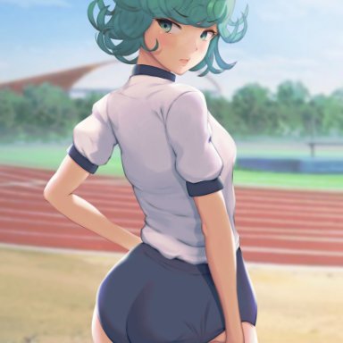 one-punch man, tatsumaki, nsfw oa, 1girls, ass, big ass, big breasts, big butt, blush, bottom heavy, bubble ass, bubble butt, buruma, cute, embarrassed