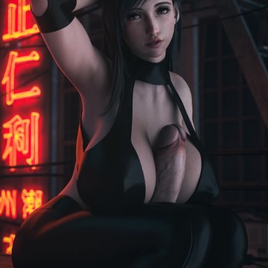 final fantasy, final fantasy vii, tifa lockhart, stevencarson, 1futa, autopaizuri, breasts, erection, futa only, futanari, huge breasts, huge cock, looking at viewer, paizuri, penis