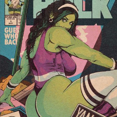 marvel, marvel comics, she-hulk, flopscomics, 1girls, ass, athletic female, big ass, big breasts, female, female only, fit female, green skin, huge ass, perky breasts