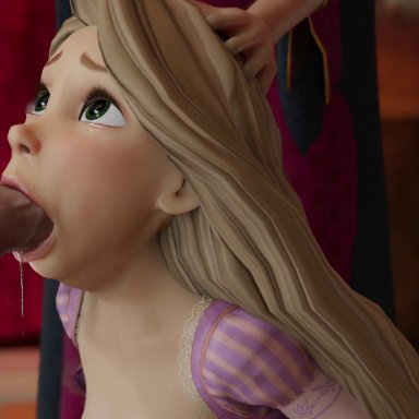 disney, tangled, rapunzel, hantzgruber, 1boy, 1boy1girl, 1female, 1girl, 1girls, areola, breasts, disney (series), duo, exposed breasts, fellatio