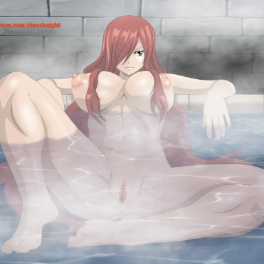 fairy tail, erza scarlet, dinosknight, anus, ass, barefoot, big breasts, breasts, completely nude, completely nude female, feet, legs, nipples, pussy, red hair