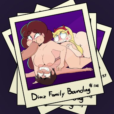 star vs the forces of evil, angie diaz, marco diaz, rafael diaz, star butterfly, vaz0v, 2boys, 2girls, age difference, anilingus, ass, big ass, big breasts, big penis, bisexual