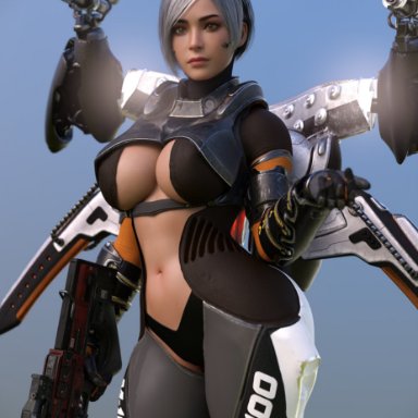 apex legends, resident evil, resident evil 2 remake, ada wong, valkyrie (apex legends), rude frog, 1girls, breasts, cleavage, cosplay, female, female only, large breasts, solo, 3d