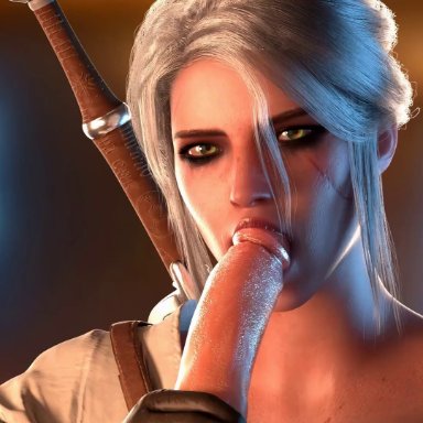 cd projekt red, the witcher, the witcher (series), the witcher 3: wild hunt, ciri, cakeofcakes, lerico213, 1boy, 1boy1girl, 1female, 1girl, 1girls, blowjob, duo, erection