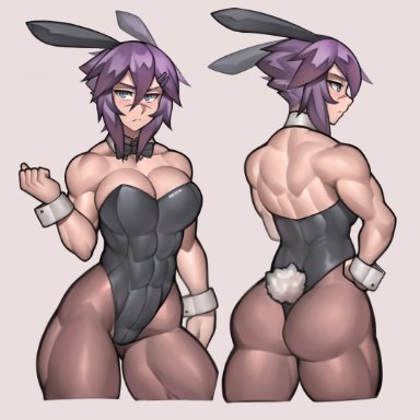 original, maya (rd-rn), rd-rn, abs, animal ears, ass, ass visible through thighs, back, bow, bowtie, breasts, cowboy shot, detached collar, fake animal ears, fake tail