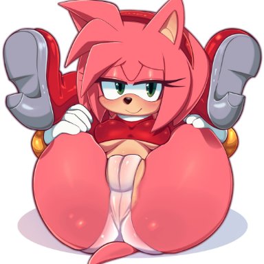 sega, sonic the hedgehog (series), amy rose, ichig8miruku, anthro, ass, breasts, camel toe, clothing, eulipotyphlan, female, genitals, green eyes, hair, hedgehog