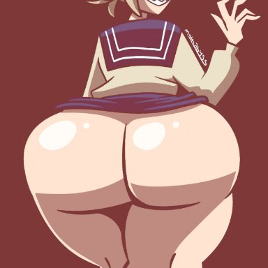 my hero academia, himiko toga, mythabyss, 1girls, ass, big ass, bottom heavy, bubble butt, clothing, dat ass, female, female only, huge ass, looking at viewer, looking back