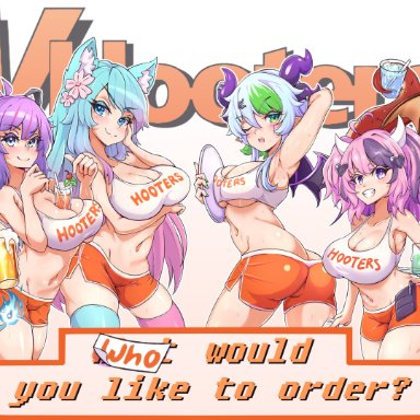 hooters, projektmelody, vshojo, froot, hime hajime, ironmouse, melody (projektmelody), nyatasha nyanners, silvervale, veibae, zentreya, bebatch, animal ears, armpits, ass