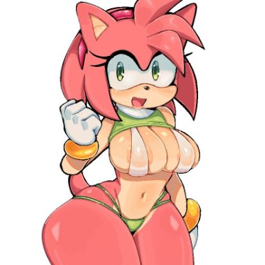 sonic (series), amy rose, ichig8miruku, 1girls, anthro, ass, big ass, big breasts, breasts, female, female only, hairband, hedgehog, huge ass, looking at viewer