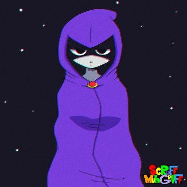 dc, dc comics, teen titans, raven, raven (dc), scruffmuhgruff, tagmeunknown character, animated, color, colored