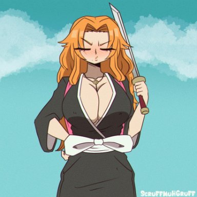 bleach, matsumoto rangiku, scruffmuhgruff, animated, color, colored