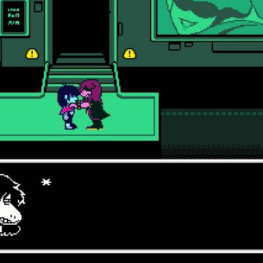 deltarune, undertale (series), kris (deltarune), ralsei, susie (deltarune), suicidalpixel, anthro, ass, assertive, assertive female, big (disambiguation), blush, bodily fluids, bouncing breasts, breasts