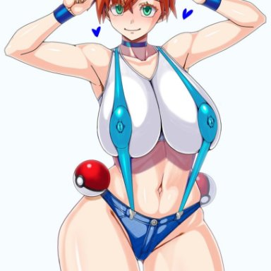 creatures (company), game freak, nintendo, pokemon, pokemon (anime), pokemon (classic anime), kasumi (pokemon), kinokoallstars, alternative bust size, areolae, armpits, asymmetrical hair, breasts, child bearing hips, curvy