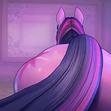 my little pony, twilight sparkle (mlp), aer0 zer0, 2girls, bent over, female only, feral, furry, licking anus, looking at viewer, ponut, steam, animated, meme, mp4