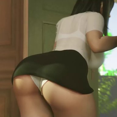 final fantasy, final fantasy vii, final fantasy vii remake, square enix, tifa lockhart, alenabyss, mustard sfm, pixiewillow, volkor, 1boy, 1girls, ass, black hair, breasts, choking