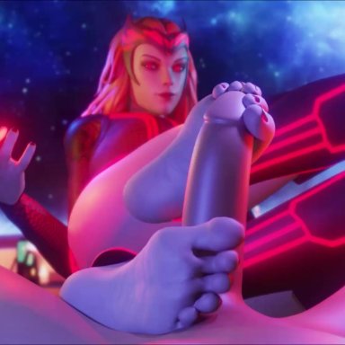 fortnite, marvel, scarlet witch, wanda maximoff, coombot (artist), 1boy, 1girls, domination, feet, foot fetish, footjob, looking at viewer, pov, red eyes, red nails