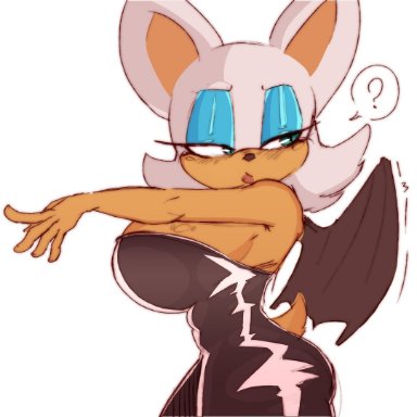 sonic (series), rouge the bat, lewnoli, 1girls, anthro, ass, bat, big breasts, bodysuit, breasts, chiropteran, clothing, female, female only, huge breasts