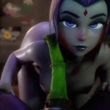 teen titans, beast boy, raven, kingestefano98, animal genitalia, areola, breasts, deepthroat, fellatio, green body, horse penis, horsecock, kingestefano, large breasts, large penis