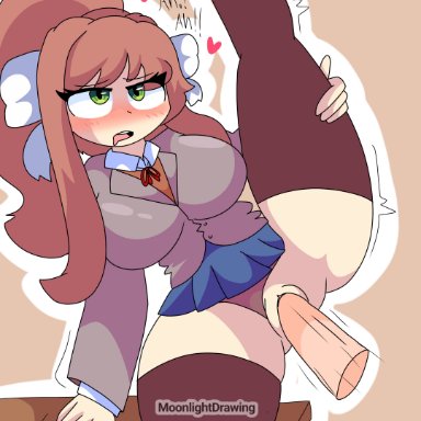 ddlc, doki doki literature club, monika, moonlightdrawing, moonlightdrawinguwu, 1boy, 1girls, penetration, sex, artist name