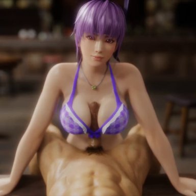 dead or alive, dead or alive 5, ayane (doa), mura tpg, cum, cum between breasts, cum on breasts, female, female focus, hands-free, hands-free paizuri, outercourse, paizuri, paizuri under clothes, 3d