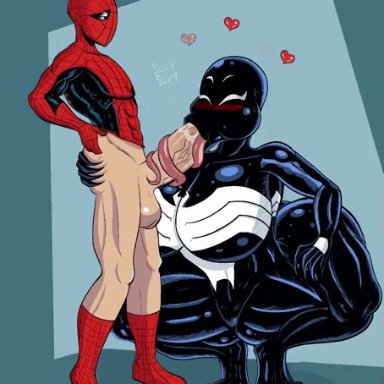 marvel, marvel comics, spider-man (series), peter parker, she-venom, spider-man, symbiote, venom, venom (marvel), ameizing lewds, 1boy, 1boy1girl, 1girls, :&gt;=, alien