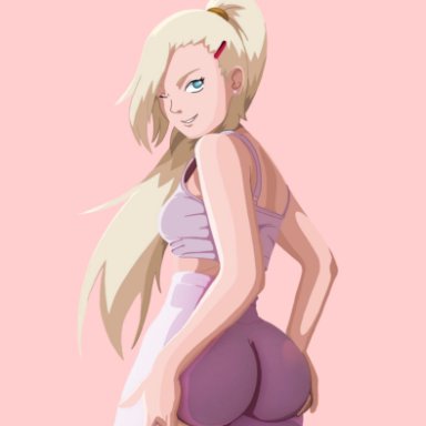 naruto, naruto (series), naruto shippuden, ino yamanaka, cmiv07, 1girls, ass, ass grab, big ass, blue eyes, breasts, crop top, female, female only, from behind