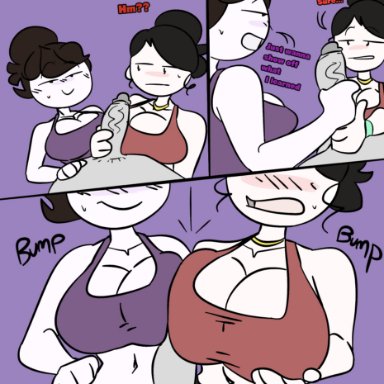 jaiden animations, anon, jaiden, jaidens mom, sssir8, 1boy, 2girls, clothing, incest, milf, mother and daughter, necklace, penis, ponytail, short hair