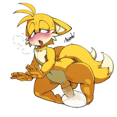 sega, sonic (series), tails, argento, goldsden, 1boy, anthro, blue eyes, blush, bottom view, condom, condom filling, condom on penis, cum, cumming