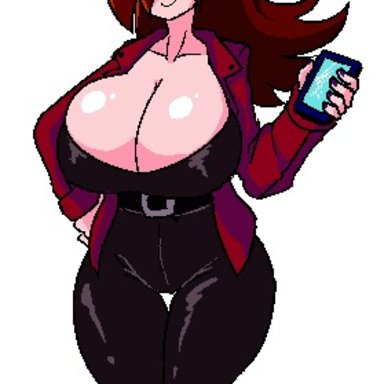 friday night funkin, girlfriend (friday night funkin), dracoarcto, big breasts, clothed, female, female only, huge breasts, wide hips, pixel art, tagme