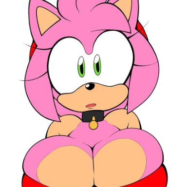 sega, sonic the hedgehog (series), amy rose, fullmetalsketch, anthro, big breasts, breasts, cleavage, clothed, clothing, collar, eulipotyphlan, female, green eyes, hedgehog