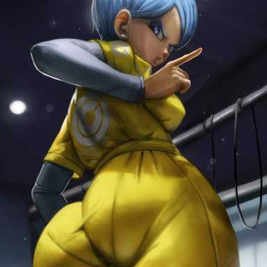 dragon ball, dragon ball super, bulma briefs, elitenappa, 1girls, ass, big ass, breasts, bubble ass, bubble butt, dat ass, looking back