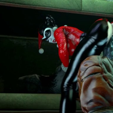 dc, dc comics, harley quinn, killer croc, arsenalsfx, pmmsfm, ass focus, bouncing ass, clown girl, clown makeup, huge ass, huge balls, huge cock, huge penis, jester