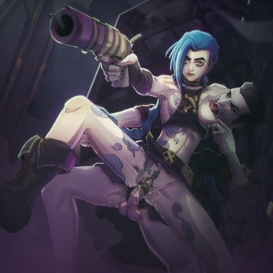 arcane, league of legends, league of legends: wild rift, riot games, arcane jinx, jinx (league of legends), silco (arcane), artist request, 1boy, 1girls, adopted daughter, armpit licking, armpits, belt, belt buckle